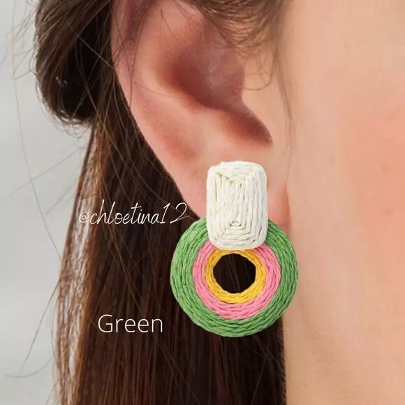 NEW Boho Braided Raffia Earrings - Picture 8 of 11